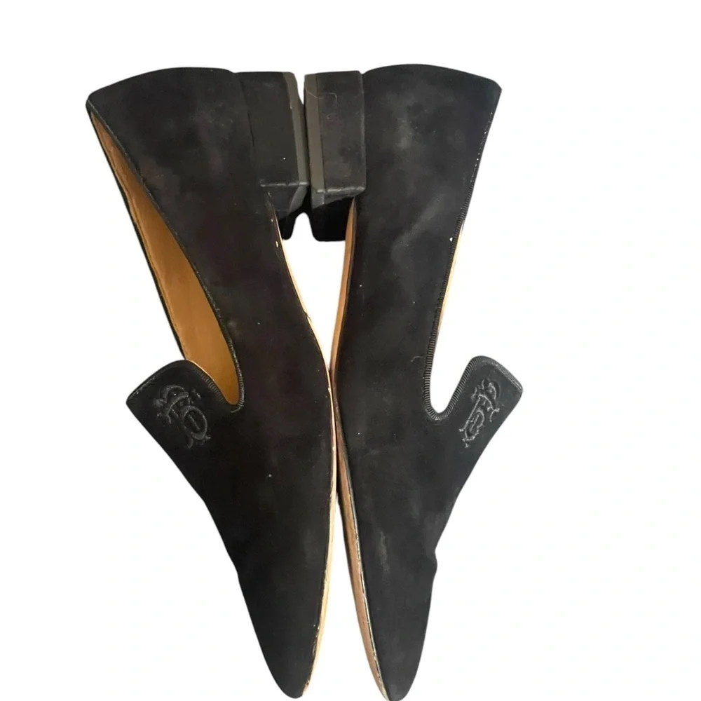 Tory Burch Womens Black Suede Leather Pointed Toe Loafer Flats Size 6.5M